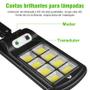 Imagem de KIT 2 Luminária Pública Luz Solar Externo 160 LEDS Com Controle Remoto Refletor LED Transparente E Sensor De Movimento Ajustável