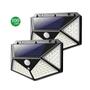 Imagem de Kit 2 Luminária Solar 100 Led Com Sensor Jardim Prova D'água