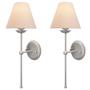 Imagem de Kit 2 Luminárias Parede Cúpula Tecido Algodão Cama Prata P