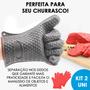 Imagem de Kit 2 Luva de Silicone para cozinha térmica proteção máxima queimaduras forno e fogão churrasco