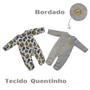 Imagem de Kit 2 Macacão Bebê Bordado e Estampado Mais Gorro