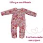 Imagem de Kit 2 Macacão com Pé Bebê Menina Cores, Bordado e Estampado