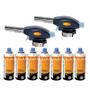 Imagem de Kit 2 maçarico portatil culinário com controle de chama automático solda  + 7 refil gás butano