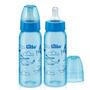 Imagem de Kit 2 Mamadeiras Divertidas 240ml Bico 6+ Meses Azul Lillo