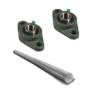 Imagem de Kit 2 Mancal Oval Rolamento Ucfl24 Com Eixo 20Mm600Mm