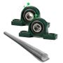 Imagem de Kit 2 Mancal Pedestal P205 Com Rolamento 25Mm Com Eixo 85Cm