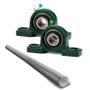 Imagem de Kit 2 Mancal Pedestal P209 Com Rolamento 45Mm Com Eixo 80Cm