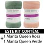 Imagem de Kit 2 Manta Cobertor Queen Microfibra Soft Macia Fleece 220x240cm Camesa - Emcompre