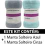 Imagem de Kit 2 Manta Cobertor Solteiro Microfibra Soft Macia Fleece 150x220cm Camesa - Emcompre