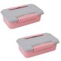 Imagem de Kit 2 Marmita e Pote 2 em 1 Rosa Com Travas Laterais 780ML