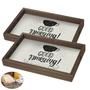 Imagem de Kit 2 Mesa Bandeja Servir Café Manhã Cama Madeira Decorada Estampada Good Morning - Stolf