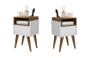 Kit 2 Mesas De Cabeceira Évora Com Nicho 1 Gaveta Pés Palito Estilo Retro - Cor:Branco Com Nature - Lojas GB Imagem de Kit 2 Mesas De Cabeceira Évora Com Nicho 1 Gaveta Pés Palito Estilo Retro - Cor:Branco Com Nature - Lojas GB