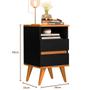 Imagem de Kit 2 Mesas de Cabeceira Quarto Apoio Lateral Cama Box Casal Estilo Decoração Retrô Pop 2 Gavetas - Preto/Nature