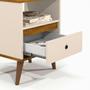Imagem de Kit 2 Mesas de Cabeceira Quarto Apoio Lateral Cama Box Casal Estilo Decoração Retrô Ted 1 Gaveta - Offwhite/Nature