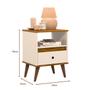 Imagem de Kit 2 Mesas de Cabeceira Quarto Apoio Lateral Cama Box Casal Estilo Decoração Retrô Ted 1 Gaveta - Offwhite/Nature