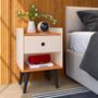 Imagem de Kit 2 Mesinhas Decore Off White/Cinamomo Nicho Porta Objetos Pés Palito Cabeceira Suspensa Júlia Cama Box Casal 1,40 Bege Linho - Lojas RPM 