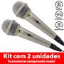 Imagem de kit 2 Microfone Com Fio Profissional Karaokê Gravações P10 resistente