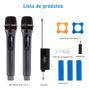 Imagem de Kit 2 Microfone Sem Fio Profissional Uhf Led Com Receptor Ec