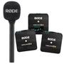 Imagem de Kit 2 Microfone Sem Fio Rode Wireless Go Ii + Suporte Mão Interview Go
