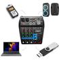 Imagem de Kit 2 Microfones + Mesa De Som Mixer 4 Canais Bluetooth Mxt Mx-4bt