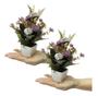 Imagem de Kit 2 mini arranjos de flores artificiais decoração lembrancinha tons de rosa lilás e roxo