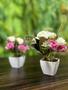 Imagem de Kit 2 mini arranjos de flores artificiais mini rosa mesclada decoração lembrancinhas jardim