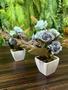 Imagem de Kit 2 mini arranjos de flores artificiais rosa Azul Turquesa decoração lembrancinhas jardim