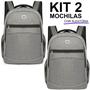 Imagem de Kit 2 Mochilas Bolsa Viagem Resistente Faculdade Coreana Masculina Feminina Escolar - Cores