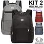 Imagem de Kit 2 Mochilas Bolsa Viagem Resistente Faculdade Coreana Masculina Feminina Escolar - Cores