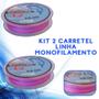 Imagem de Kit 2 Molinete Carretel aluminio 6000 Linha colorida 35 400M