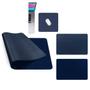 Imagem de Kit 2 Mouse Pad 20x20cm Pequeno Quadrado Sintético Fino Slim Antiderrapante Azul Marinho