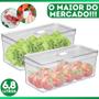 Imagem de Kit 2 Organizador De Geladeira 6,8l Bandeja Drenagem Com Tampa Multiuso Alimentos Verduras Vegetais