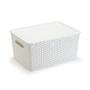 Imagem de Kit 2 Organizadores Rattan Grande Branco Com Tampa 36Cm