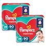 Imagem de Kit 2 pacotes de Pampers Supersec M com 90 fraldas