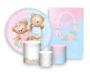 Imagem de Kit 2 Painéis De Festa + Trio De Capas Cilindro - Ursinhos Azul e Rosa com Flores 010