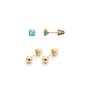 Imagem de Kit 2 pares Brincos de Ouro 18K Bolinha e Pedra de 3mm - Meu Primeiro Brinco Recém Nascida