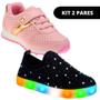 Imagem de Kit 2 Pares Tênis Led Infantil Feminino Casual e Escolar