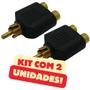 Imagem de Kit 2 peças adaptador rca macho p/ 2 jack rca femea