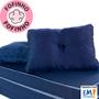 Imagem de Kit 2 Peças Almofada Com Enchimento Flocos De Espuma Capitone Com Botão Jacquard Azul 45x65cm - BF Colchões