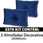 Imagem de Kit 2 Peças Almofada Com Enchimento Flocos De Espuma Capitone Com Botão Jacquard Azul 45x65cm - BF Colchões