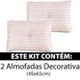 Imagem de Kit 2 Peças Almofada Com Enchimento Flocos De Espuma Capitone Com Botão Jacquard Bege 45x65cm - BF Colchões