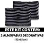 Imagem de Kit 2 Peças Almofada Com Enchimento Flocos De Espuma Capitone Com Botão Jacquard Preto 45x65cm - BF Colchões