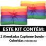 Imagem de Kit 2 Peças Almofadas Com Enchimento Flocos De Espuma Capitone Com Botão Suede Colorido 45x65cm - BF Colchões