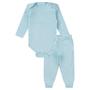 Imagem de Kit 2 peças Roupa Bebê Body Mijão Calça Básico Liso Canelado punhos fecho de pressão gola transpassada Menino Menina Suedine 100% algodão RN-GG