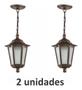 Imagem de Kit 2 Pendente Luminárias Lustre Clássico Retro Imbuia 113
