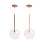 Imagem de Kit 2 Pendente Lux Cobre Rose Gold Globo Vidro 25Cm + Led