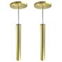 Imagem de Kit 2 Pendente Tubo Dourado 30Cm Cabo Cristal + Led