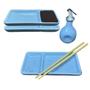 Imagem de Kit 2 Pessoas para Sushi com Divisória para Shoyu Porcelana Azul Servir Comida Japonesa