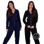 Imagem de Kit 2 Pijama de Inverno com Gola com Botões Amamentação Calça - c3 KIT 2 MAYARA PRETO E MARINHO