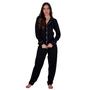 Imagem de Kit 2 Pijama de Inverno com Gola com Botões Amamentação Calça - c3 KIT 2 MAYARA PRETO E MARINHO